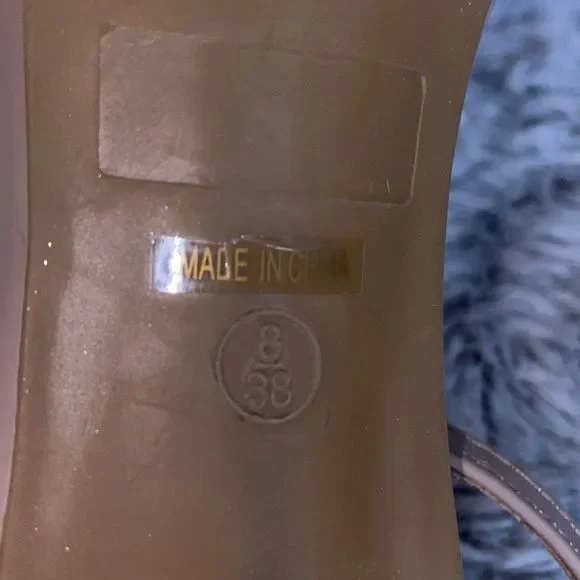 🛍️last call or donating🛍️Lulus Elise sz 8 tan patent sandal heels tan/blush - Picture 5 of 10